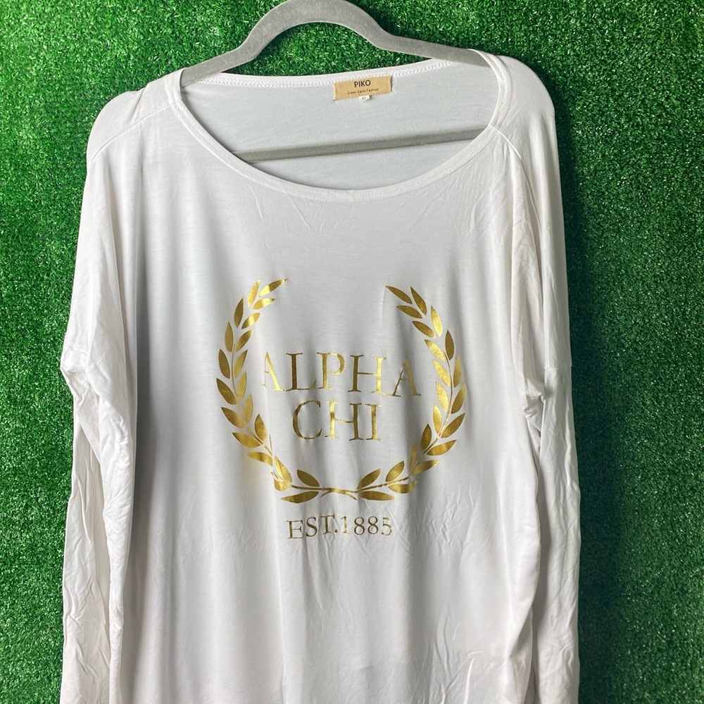 White Alpha Chi Long Sleeve Shirt
